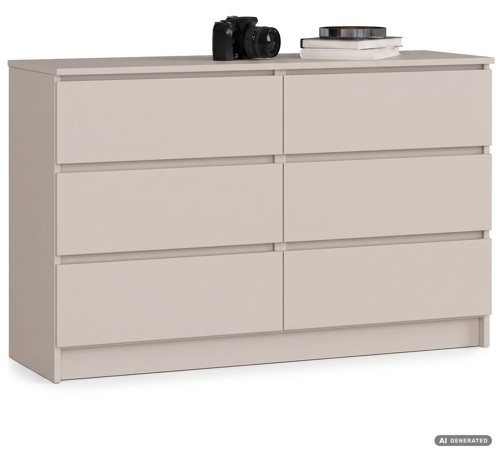 Kommode K120 Kaschmir 120 cm 6 Schubladen 120x40x77 cm Produktbild 