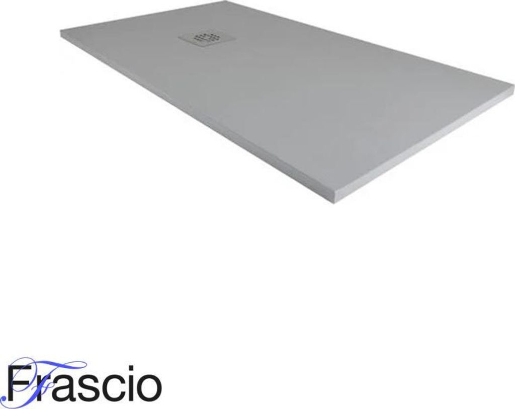 Duschwanne 95X160 cm Vulcano Line Slim Dunkelgrau Ral 7005 aus Kunstharz und Marmorpulver mit freiem Abfluss - FRASCIO