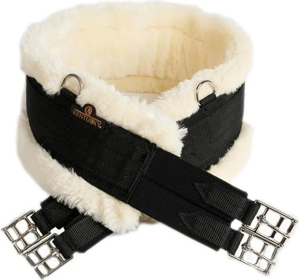 Kentucky Horsewear Sattelgurt Lammfell Sattelgurt Schwarz