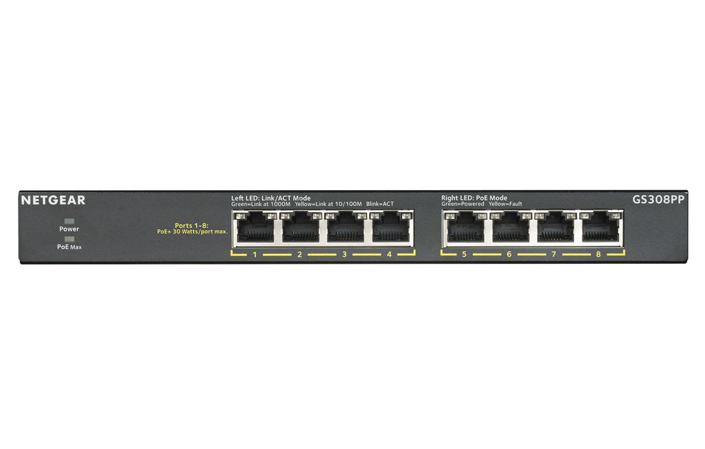 Netgear GS308PP-100EUS Switch NETGEAR  8x GE GS308PP Productafbeelding 