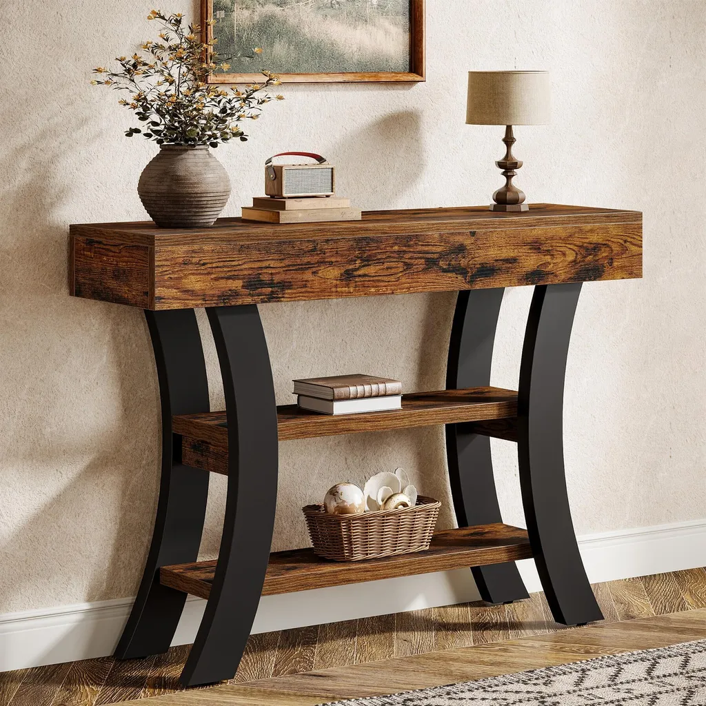 Consolle Tribesigns 105 cm Stile Industriale - Tavolo Soggiorno Rustico