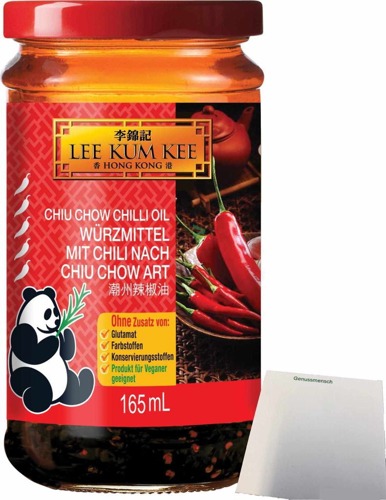 Lee Kum Kee Chili Öl Chiu Chow (165ml Glas) + usy Block Produktbild 