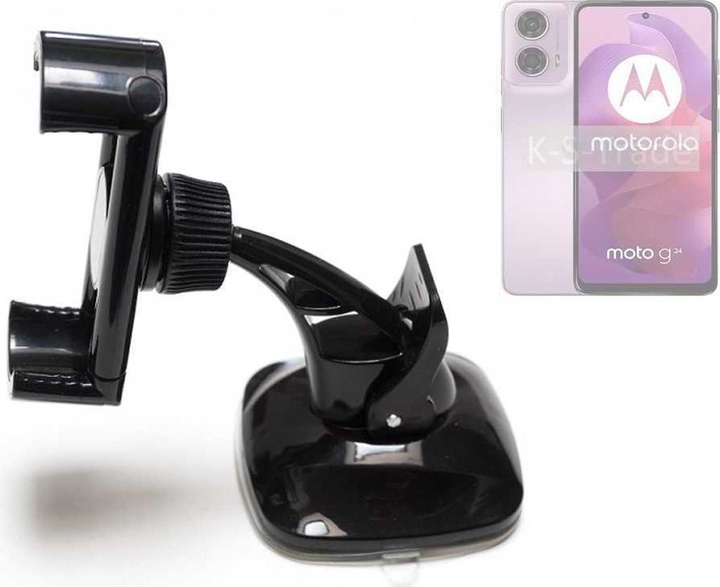 K-S-Trade kompakte Handy-Halterung Windschutzscheibe kompatibel mit Motorola Moto G24 Armaturenbrett schwarz Autohalterung KFZ Halter