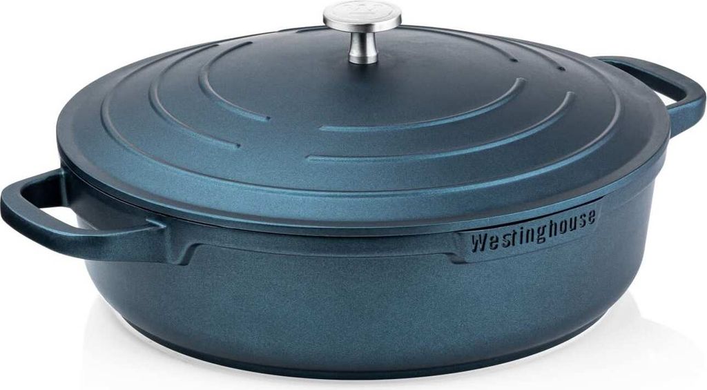 Westinghouse 32cm Schmorpfanne, alle Herdarten, Backofenfest, Silikongriff, blau