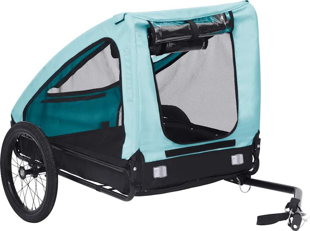 vidaXL Fahrradanhänger für Hunde Blau und Schwarz