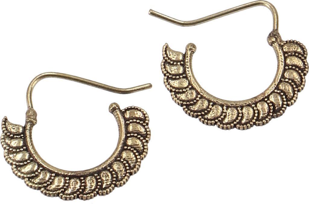 Goldene Tribalohrringe, Ethnoohrringe aus Messing- Gold, Gold-Farben, 2,5*2,5 cm, Ohrringe + Ohrstecker Modeschmuck