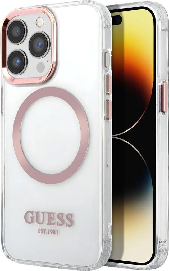 Guess, Magsafe Hülle Gold Outline Apple iPhone 14 Pro, Transparent