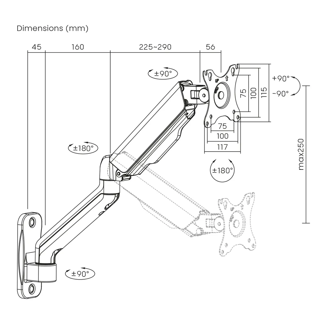 Support Double Écran Mural pour Bureau Gaming et Télétravail 32" - 10