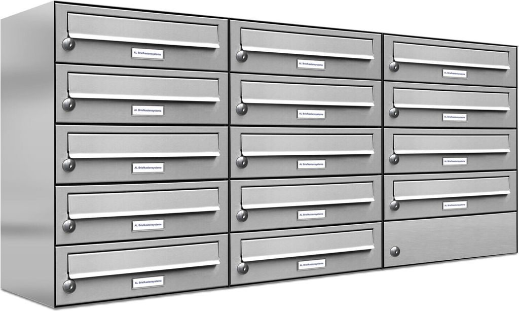14er Edelstahl Briefkasten Anlage 14 Fach Wandbriefkasten Produktbild 