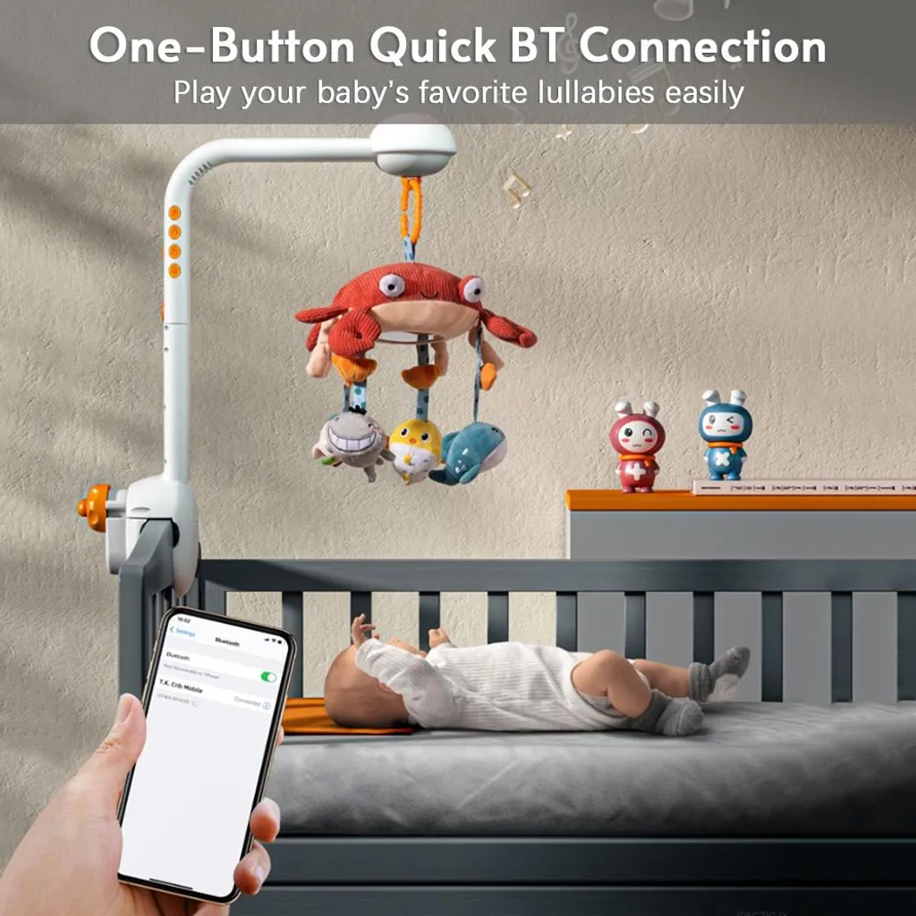 Veilleuse Projecteur Bébé et Mobile de Lit Musical Crabe Multifonction