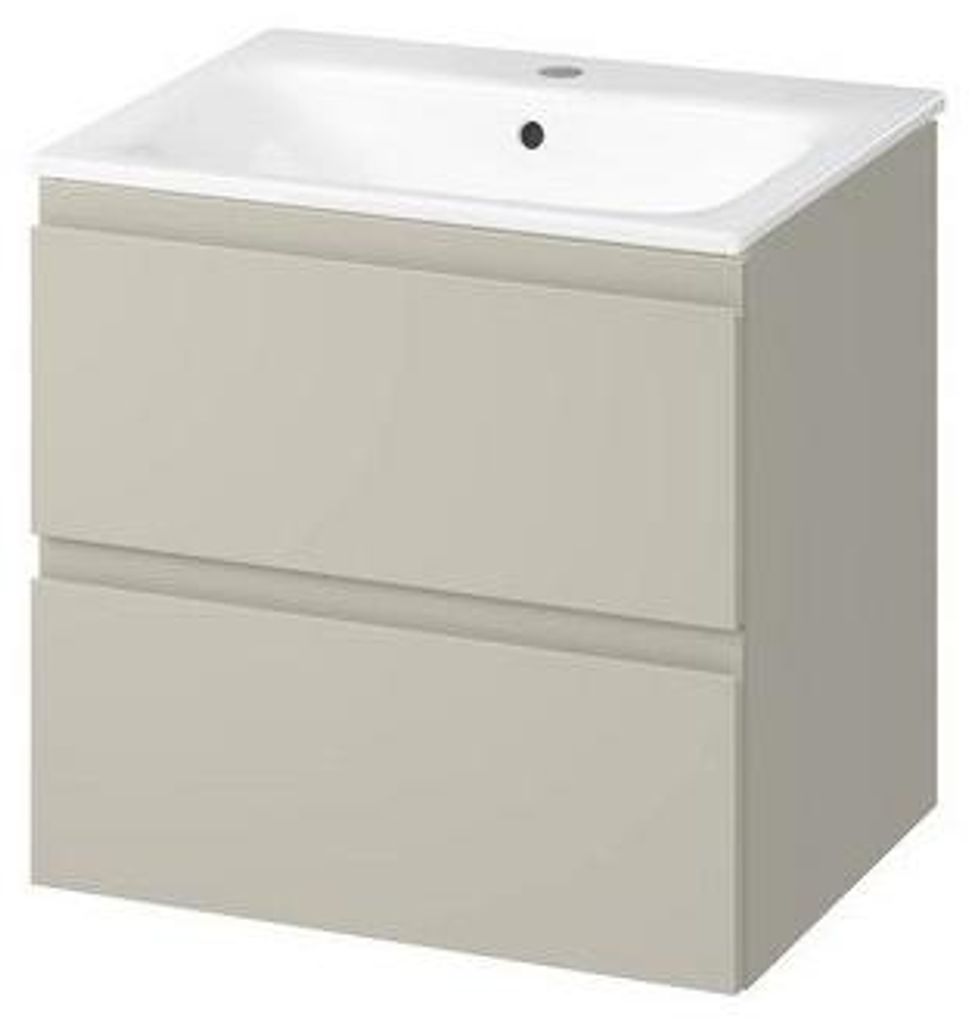 Cersanit | Badezimmerschrank - Moduo 60 Kaschmir Matt - mit Waschbecken - 60x58x45 Cm - 2 Schubladen - Waschbeckenunterschrank
