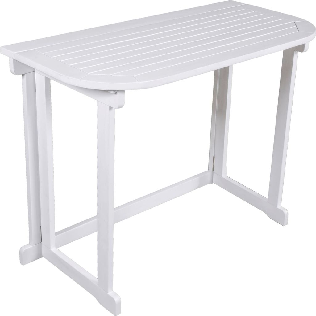 Balkontisch BRITTA - Eukalyptus, Weißgrau, 100x50x76cm | Gartentisch Balkon-Tisch Kleiner Tisch Terrassentisch Verandatisch