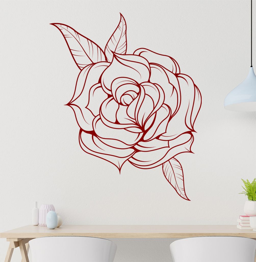 KIWISTAR Feine Rose Flower Liebe Wandtattoo in 6 Größen - Wandaufkleber Wall Sticker - Dekoration, Küche, Wohnzimmer, Schlafzimmer, Badezimmer