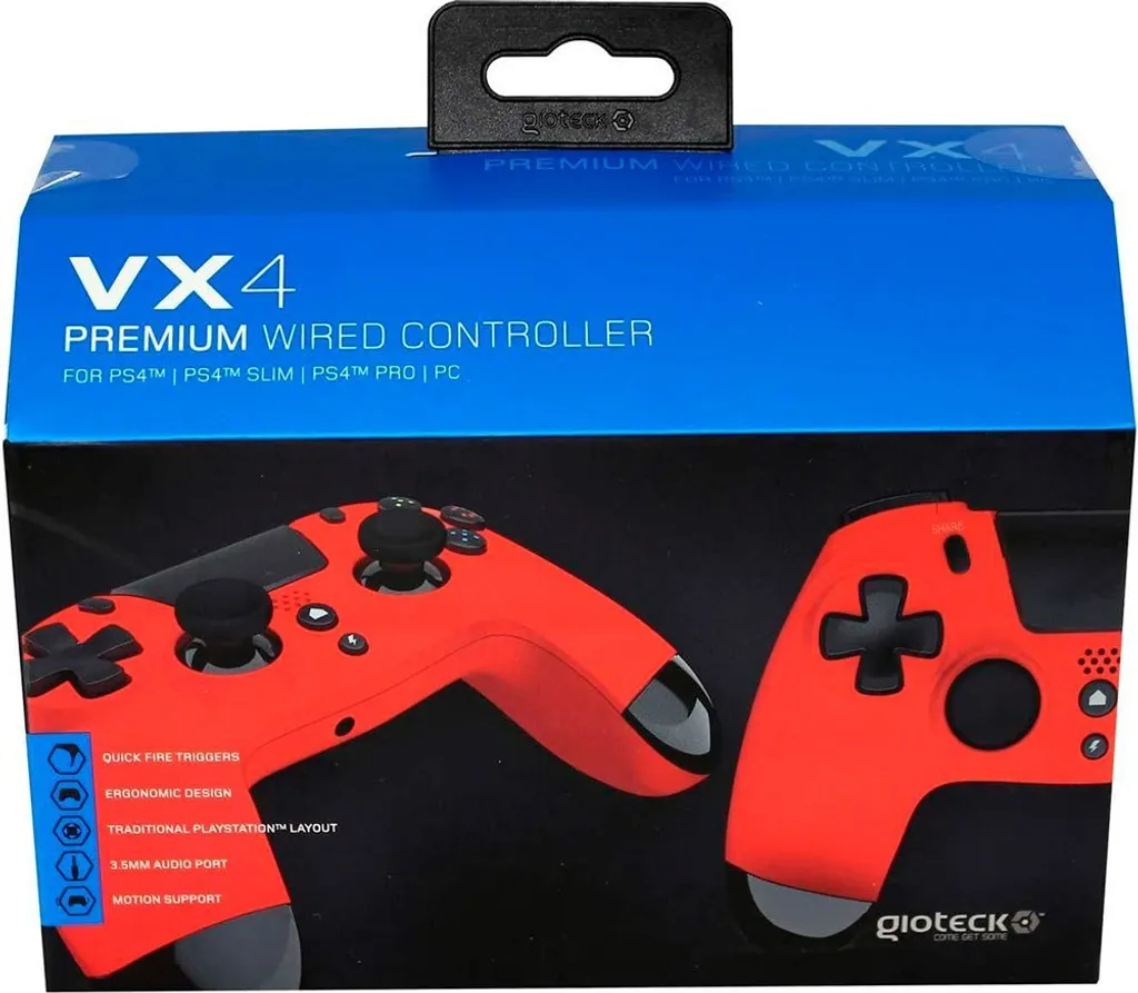 Gioteck VX4 Controller Rosso per PS4 PC - Ergonomia e Risparmio - 5
