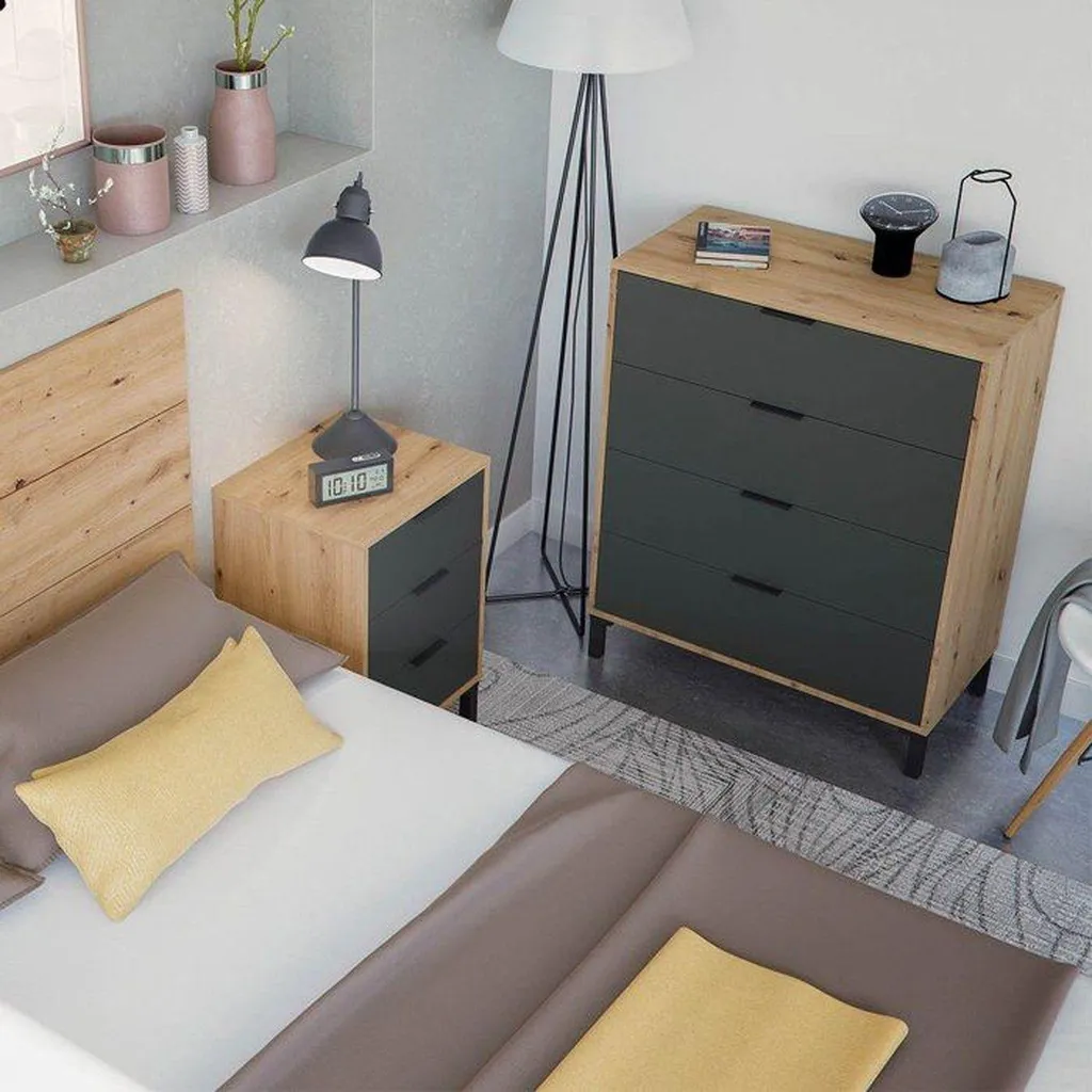 Commode 4 Tiroirs Pratique pour Petits Espaces Chêne Gris L77,5 cm
