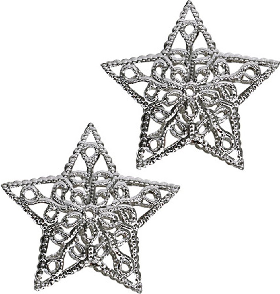 Stern aus Metall Silber 6cm 20 St - Weihnachtsdeko, Metallstern, Ornamente, 20 Stück