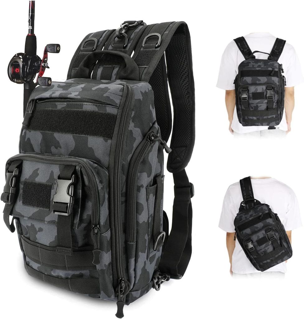 Angeltasche, Angelgerät Tasche Wasserdichter Angelgerät Rucksack zur Aufbewahrung und Organisation von Angelzubehör und Angelausrüstung(B)