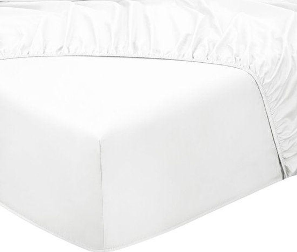 PHLOX PHLOX Spannbetttuch - 100% Baumwollsatin (300 TC) - Doppel 140x200 cm - Weich & Hautfreundlich - Rundelastisch - Weiß