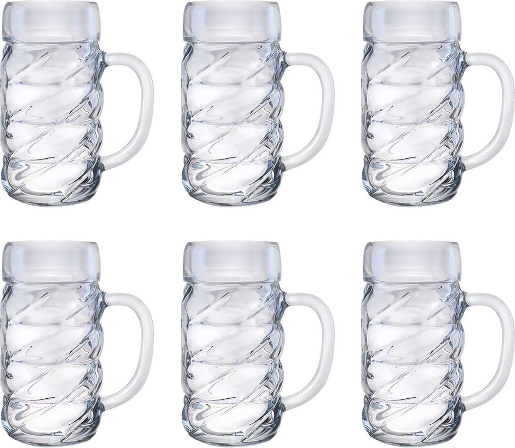 Bierglas, Bierkrug, Maßkrug, Bierseidel 6er Set Biergläser, Diamond - 1 Liter