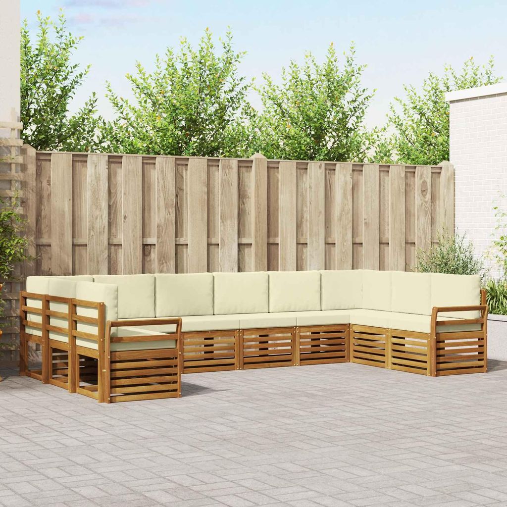 "SALE 2026"Sofagarnitur - CLORIS - Balkonmöbe/Sitzgruppe - 10 pcs - Moderne Design - Natur und Creme Massivholz Akazie - Gartensofas NeuMöbel197900