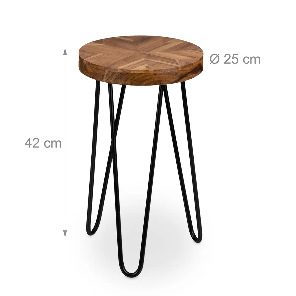 Support fleurs en acacia pour protéger le sol - Tabouret bois rétro