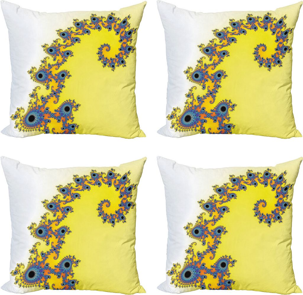 ABAKUHAUS Fractal Kissenbezug Set (4 Stück), Trippy Seahorse Pattern, Moderner Doppelseitiger Digitaldruck, 40 cm x 40 cm, Erde Gelb Blau