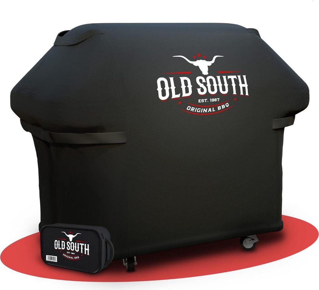 Old South - Grillabdeckung Wetterfest - Grill Abdeckhaube für Weber, Napoleon, Brinkmann, Char Broil Gasgrill - BBQ Cover Schwarz (147 x 70 x 115 cm)