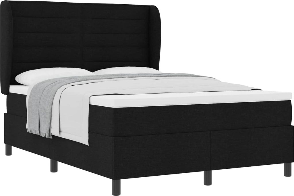 Boxspringbett mit Matratze Schwarz 140 x 190 cm Stoff
