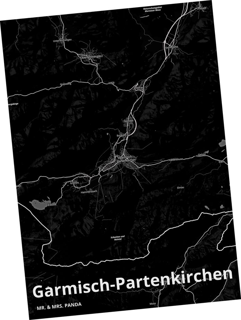 Mr. & Mrs. Panda Postkarte Garmisch-Partenkirchen - Geschenk, Grußkarte, Stadt, Postkarten, einzelkarte, Ansichtskarten, Dorf Karte Landkarte Map ...