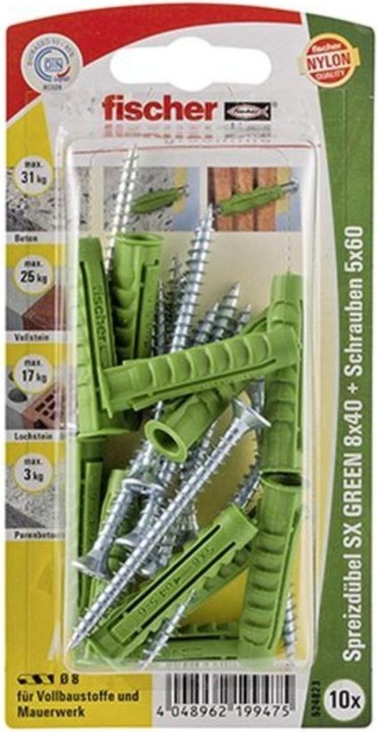 Fischer Dübel SX GREEN 8x40 S K (10), 524823