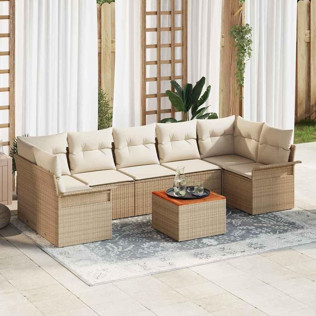 Maison Exclusive - Gartensofa-set mit Kissen 8 pcs Beige Poly-Rattan