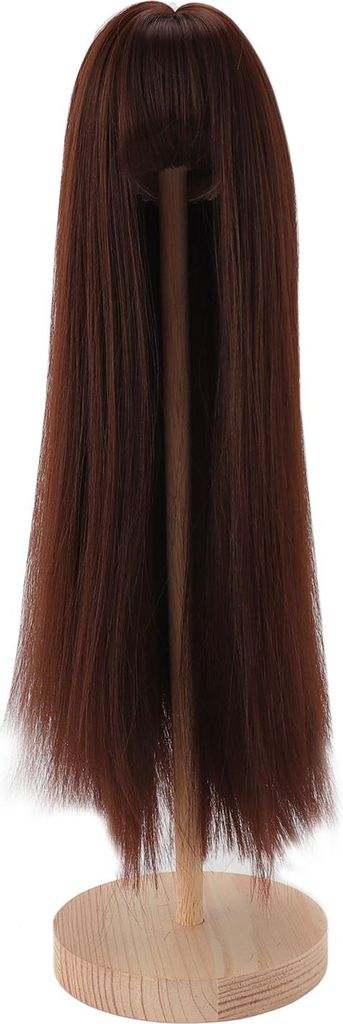 1/4 Puppenperücke für 7 bis 8 Zoll DIY Simulierte Kopftemperatur Hochtemperatur Seidenkugel mit langer gerader Haare mit Pony dunkelbraun