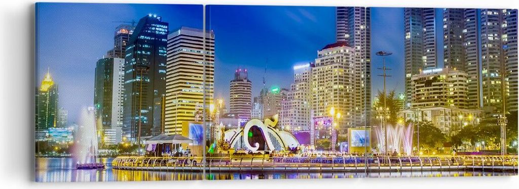 Bild auf Leinwand - Leinwandbild - Asien bangkok gebäude stadt - 90x30cm - Wand Bild - Wanddeko - Leinwanddruck - Bilder - Kunstdruck - Wanddekora...