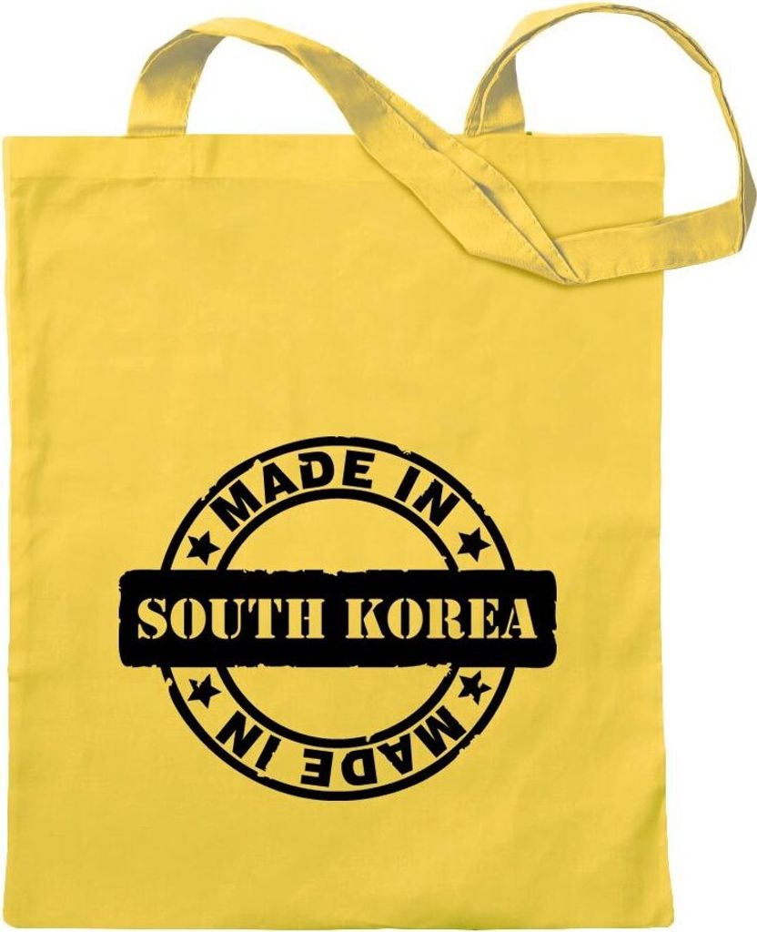 Kiwistar - Baumwolltasche - gelb - South Korea - Tragetasche Stoffbeutel Umhängetasche langer Henkel
