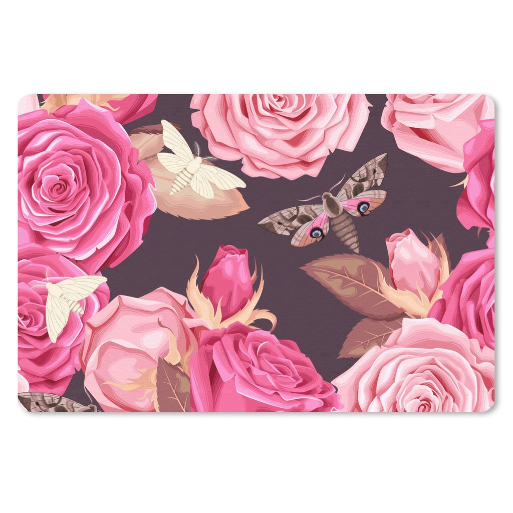 MuchoWow Mauspad Mousepad Rosen - Insekten - Muster 27x18 cm - Mousepads - Maus Mat - Pad - Mausunterlage - Büroartikel - Desk Matten