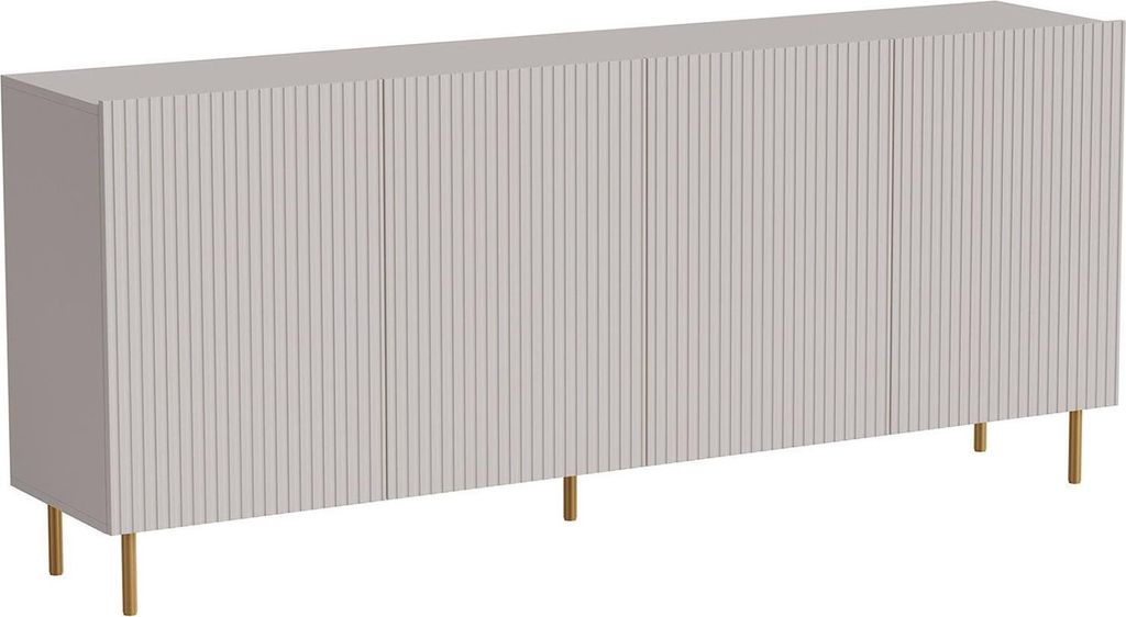 Dmora Sideboard Londa 200x42x82h cm Beige, 4 Regale, 8 Fächer