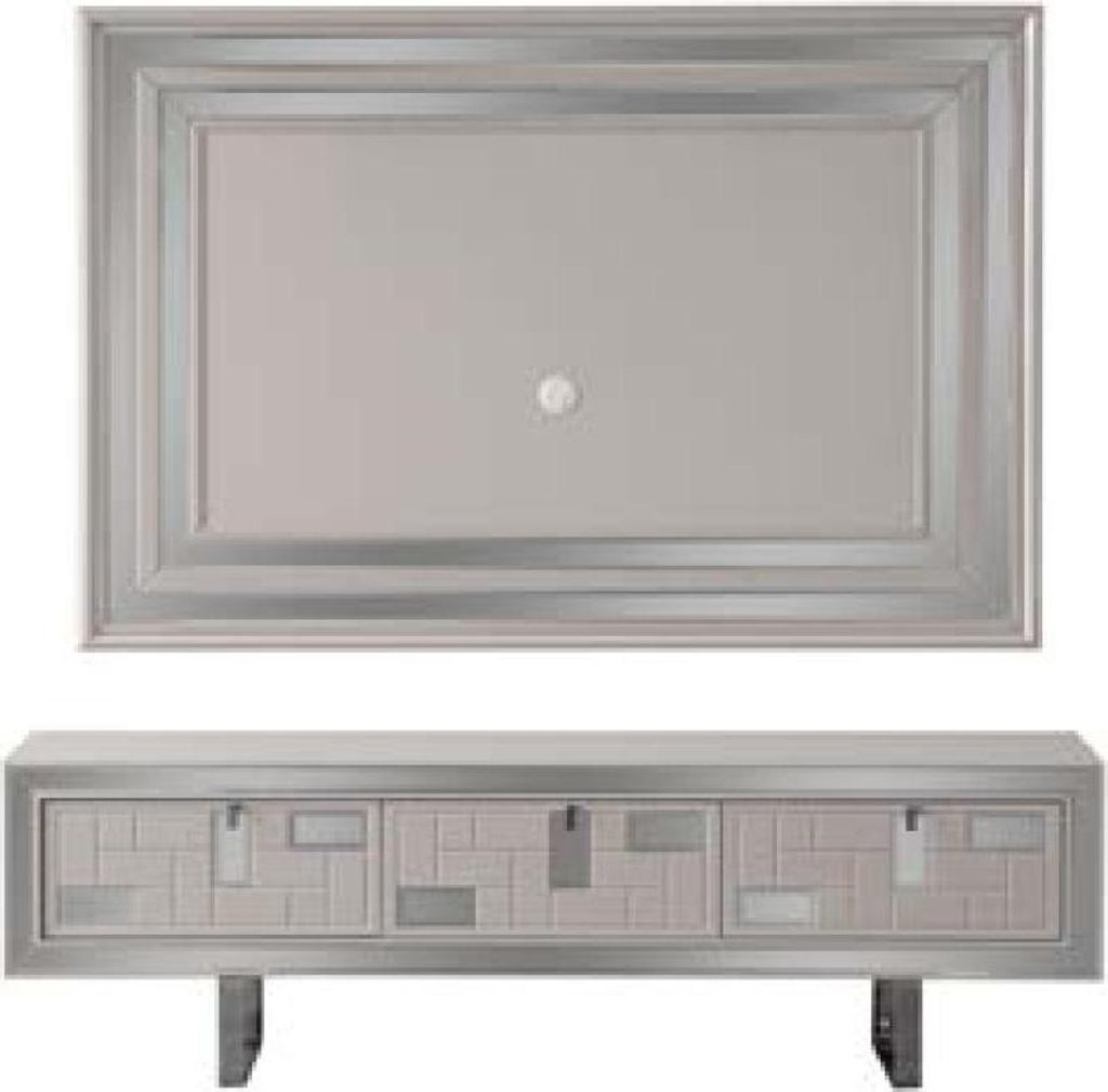 Wohnwand Sideboard TV Ständer Wandpanel Weiß RTV Lowboard Moderne