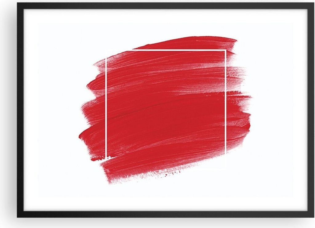 Gerahmtes Poster - Schwarzer Rahmen - Rot Farben Stück - 70x50 cm - Wand Bild - Wanddeko - Wandbilder - Kunstposter - Wandposter - Bilderrahmen - ...
