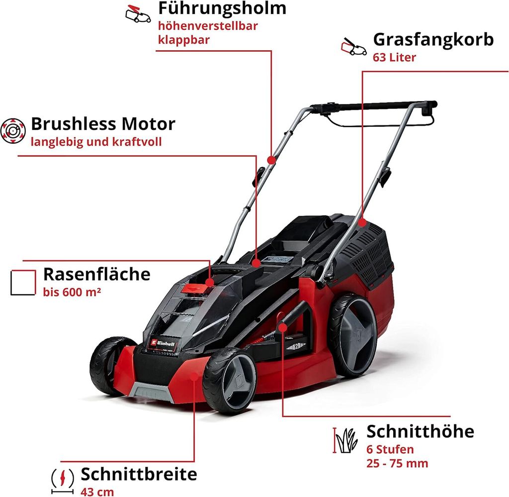 Akumulatorowa kosiarka do trawy Einhell GE-CM 43 Li M Kit Zdjęcie produktu 4