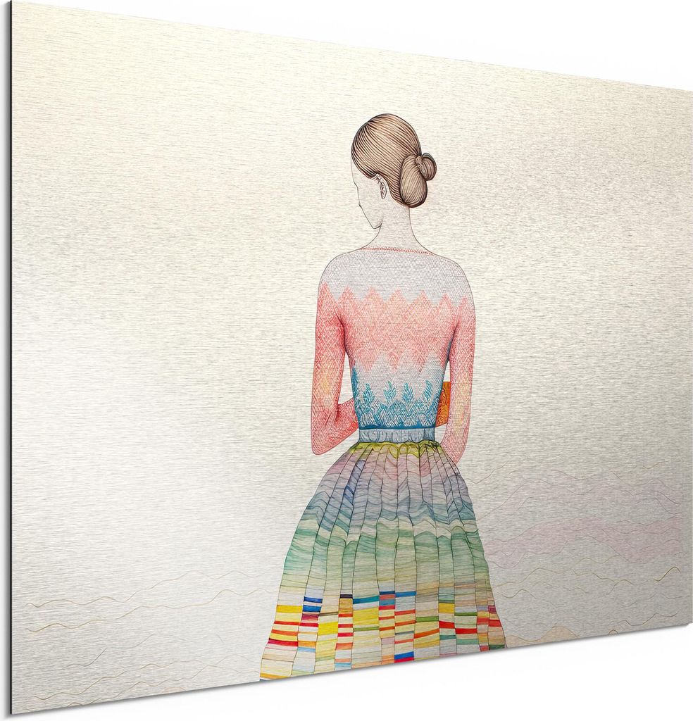 DEQORI Alu-Dibond Bild Silber 60x40 cm 'Rückblick in Farbe' Wandbild Metall dünn Design