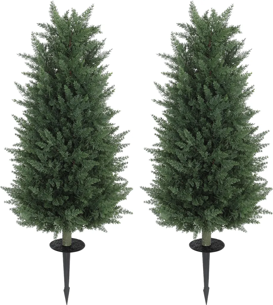 Set 2 Cipressi Artificiali HOMCOM 100cm - Piante Finte Realistiche con Picco