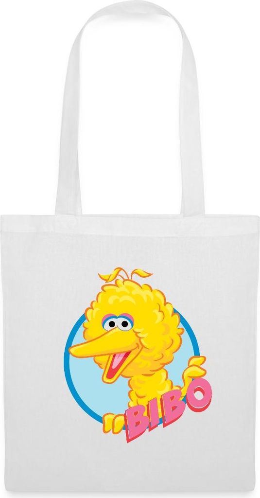 Spreadshirt Sesamstraße Bibo Portrait Stoffbeutel, One size, Weiß