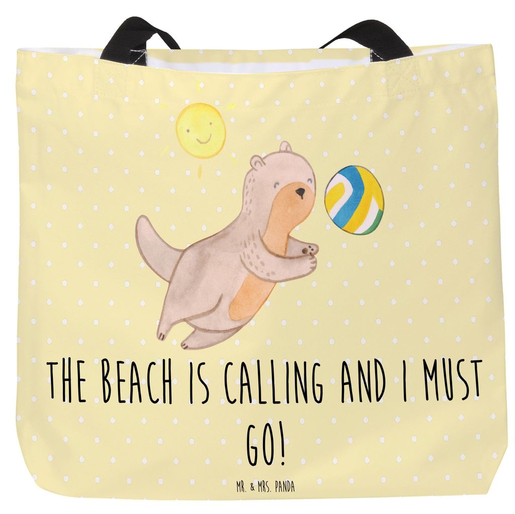 Mr. & Mrs. Panda Tote Bag Sommer Meer Strand - Gelb Pastell - Geschenk, Sommerferien Abschiedsgeschenk, Küste, Urlaub Am, Tasche, Kamin, Natur, La...