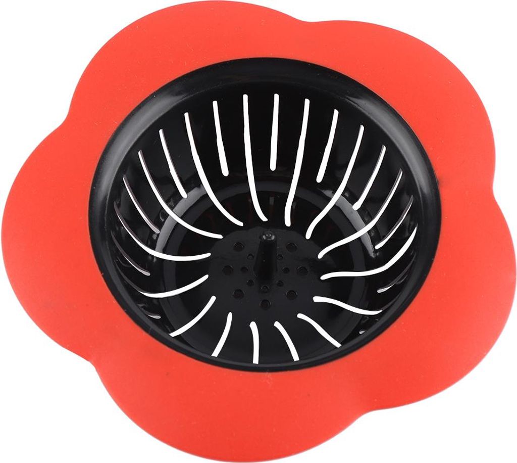 Blumenförmiger Abflussstopfen aus Kunststoff für Waschbecken, Küchen- und Badezimmeraccessoires (Rot)