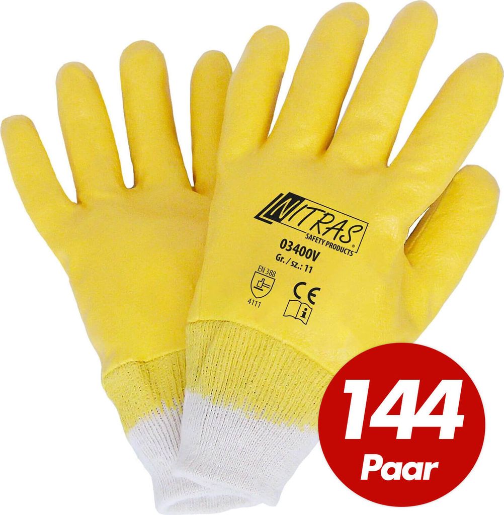 NITRAS 03400V Nitrilhandschuhe Schutzhandschuhe Gartenhandschuhe - VPE 144 Paar Größe:8
