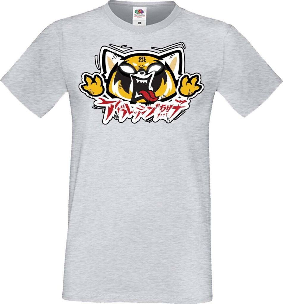 Herren T-Shirt Manga Anime Aggretsuko 02 Aggresive Panda, Man M / Grau