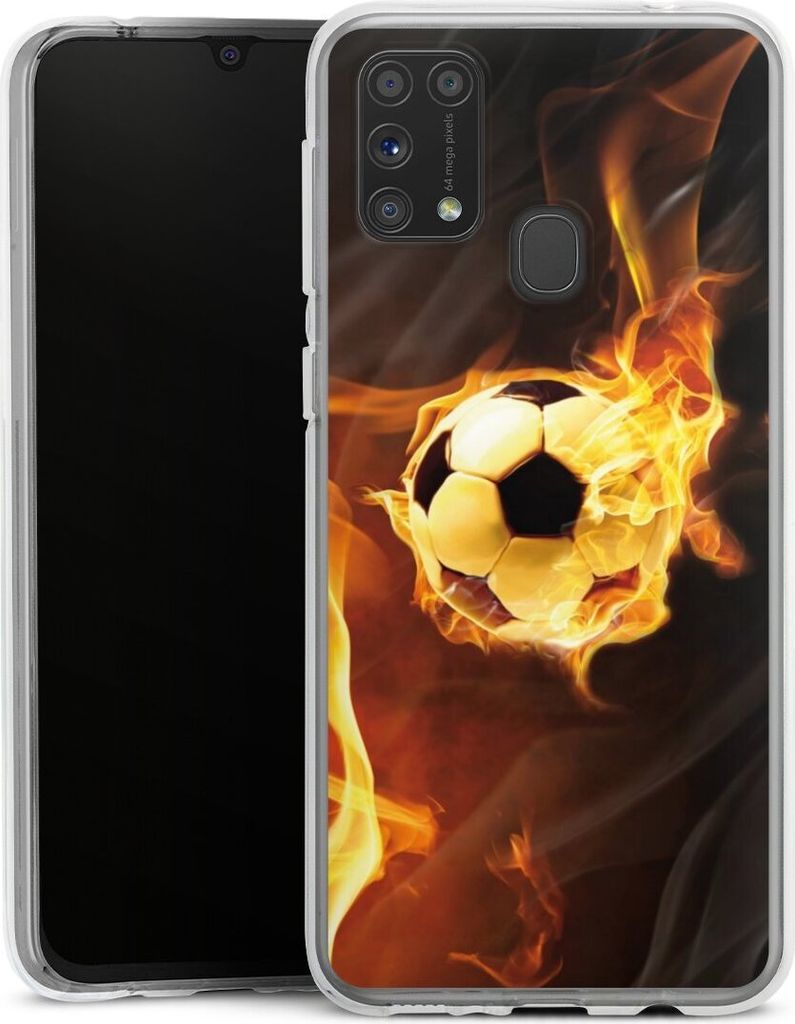 DeinDesign Handyhülle für Samsung Galaxy M31 Silikon Hülle Case Smartphone Schutzhülle Ball Feuer Fußball