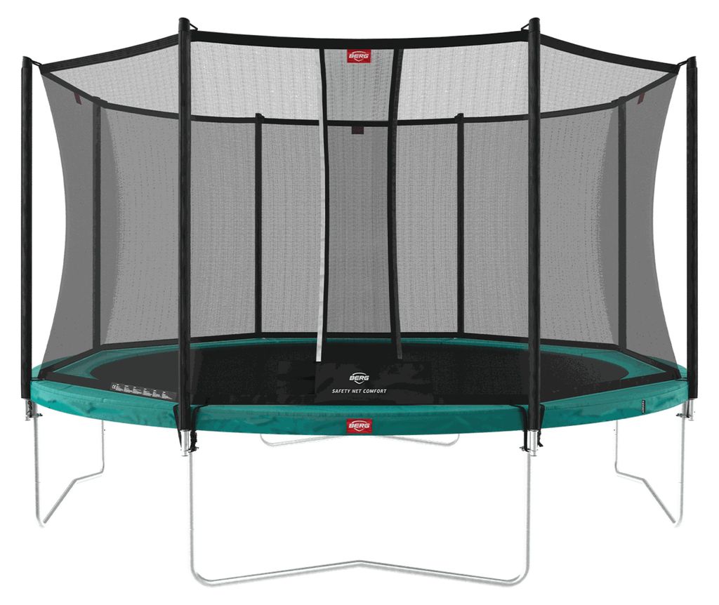 BERG Trampolin Favorit Regular 430 + Sicherheitsnetz Comfort Stahlrahmen Grün