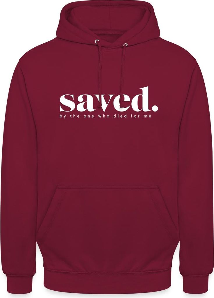 Spreadshirt Saved By Jesus Gott Religion Christus Christ Uni Hoodie, S, Bordeaux