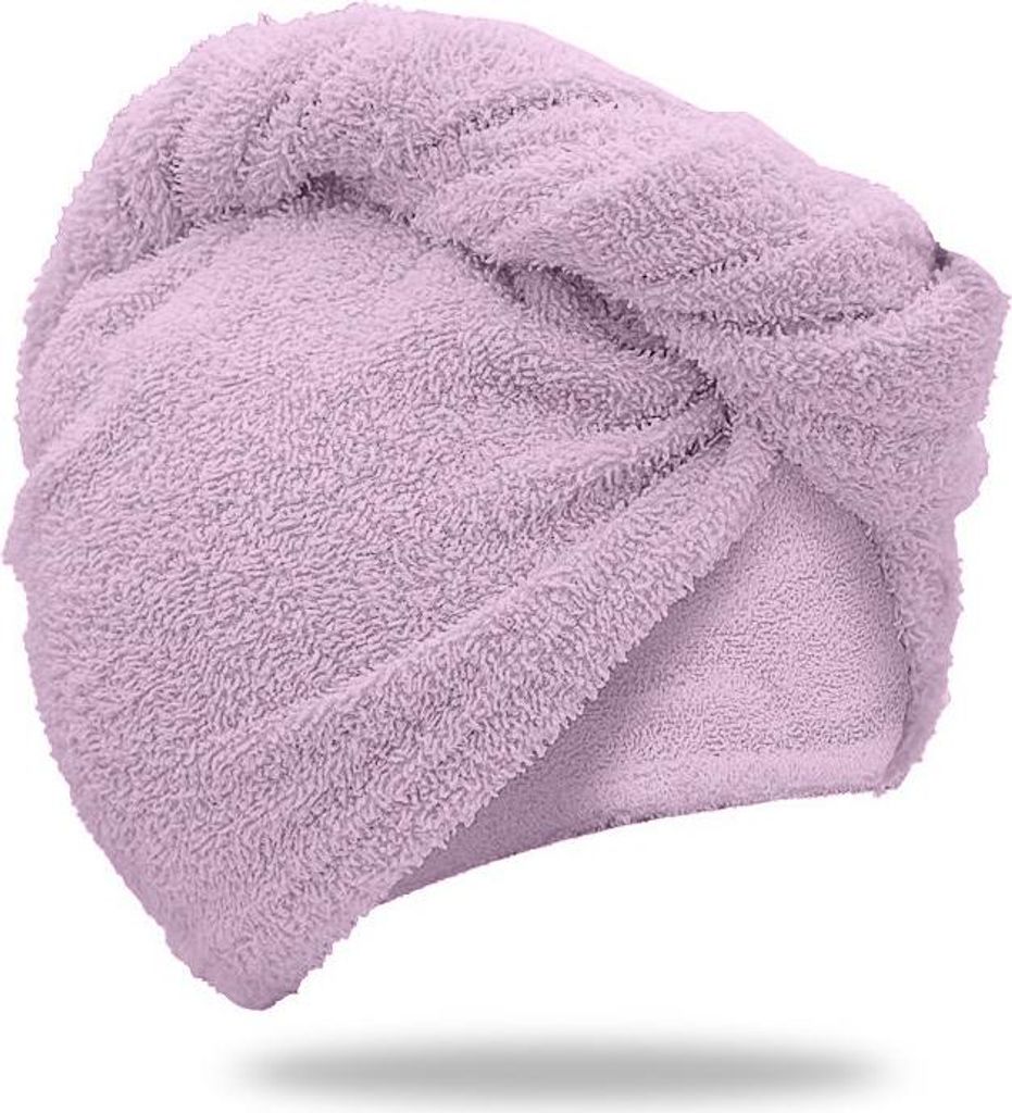 Szybkoschnący turban do włosów frotte jasnofioletowy, 100% Zdjęcie produktu 